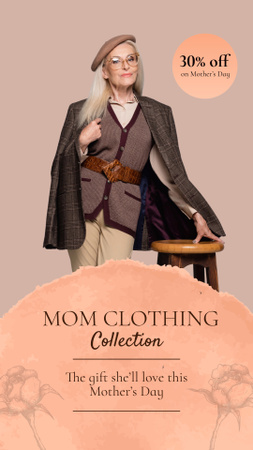 Template di design Collezione di abbigliamento per la mamma con sconto per la festa della mamma Instagram Video Story