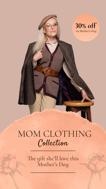 Mom Clothing Collection With Discount On Mother's Day Instagram Video Story Πρότυπο σχεδίασης