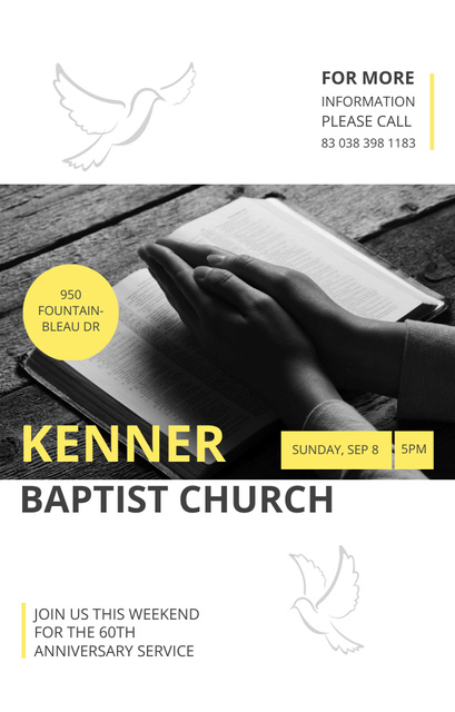 Waiting for You in Local Baptist Church Invitation 4.6x7.2in – шаблон для дизайна