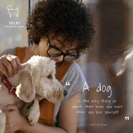Plantilla de diseño de Dog Quote with Cute Puppy with Owner Animated Post 