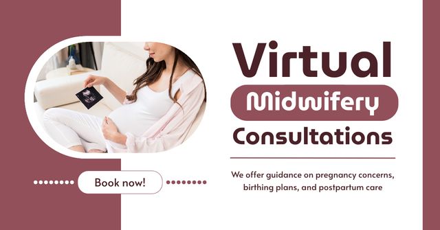 Designvorlage Online Midwifery Consultation Offer for Pregnant Women für Facebook AD