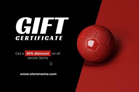 Ontwerpsjabloon van Gift Certificate van Soccer Items Sale Offer