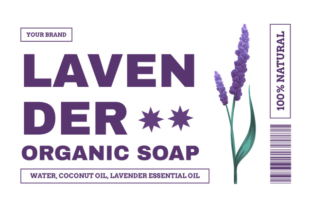 Modèle de visuel Lavender Organic Soap With Ingredients Description - Label