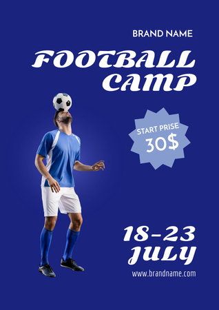 Football Camp Invitation with Player Poster A3 Tasarım Şablonu