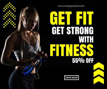 Fitness Woman Trained Female Body at Gym  Facebook Design Template