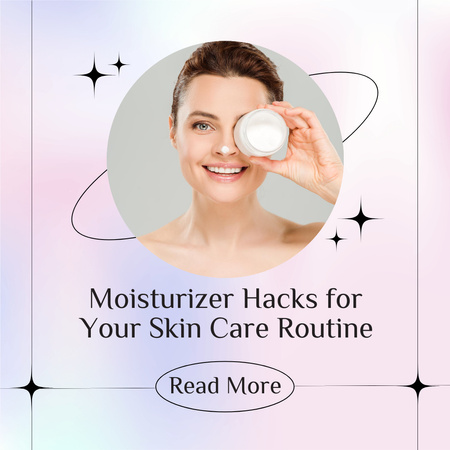 Skincare Ad with Young Woman on Gradient Instagram Design Template