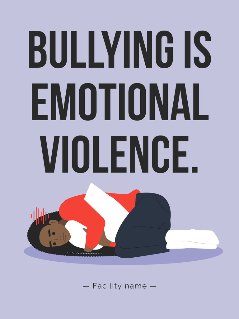 Plantilla de diseño de Awareness of Stop Bullying with Girl laying on Floor Poster 36x48in 