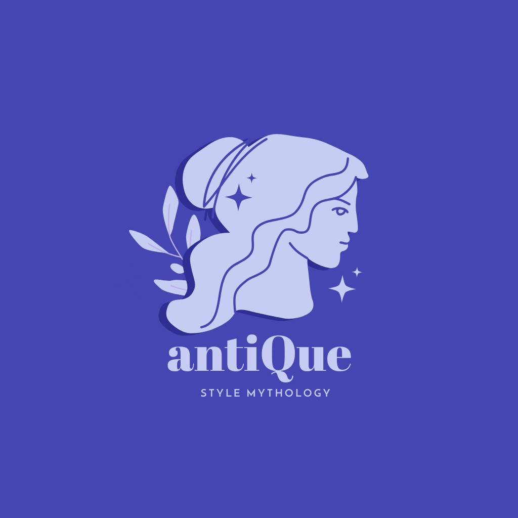 Fashion Ad with Antique Female Statue Illustration Logoデザインテンプレート