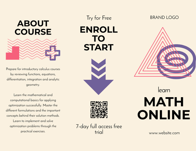 Template di design Online Courses in Math with Geometric Shapes Brochure 8.5x11in
