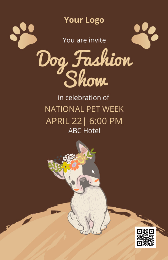 Ontwerpsjabloon van Invitation 5.5x8.5in van Dogs Fashion Show Announcement