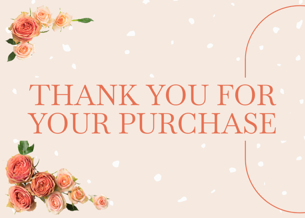 Thanks Message for Purchase with Fresh Beautiful Orange Roses Postcard 5x7in Tasarım Şablonu