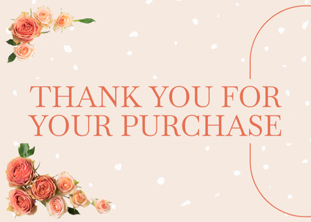 Thanks Message for Purchase with Fresh Beautiful Orange Roses Postcard 5x7in Design Template