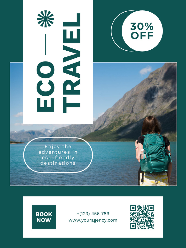 Eco Travel Tours Sale Offer on Green Poster US Šablona návrhu