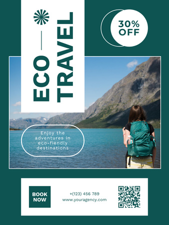 Eco Travel Toursin alennustarjous Greenillä Poster US Design Template