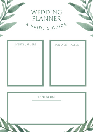 Gelin için Düğün Planlama Rehberi Schedule Planner Tasarım Şablonu