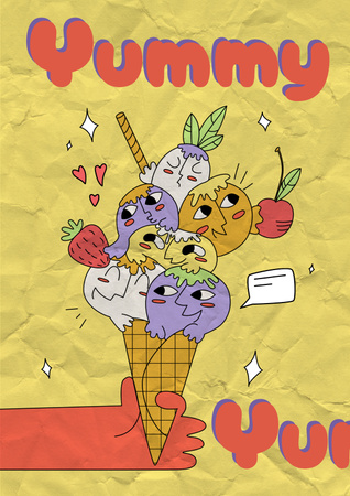 Designvorlage Ice Cream with Funny Balls für Poster
