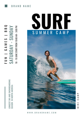 Modèle de visuel Camp de surf d'été - Poster