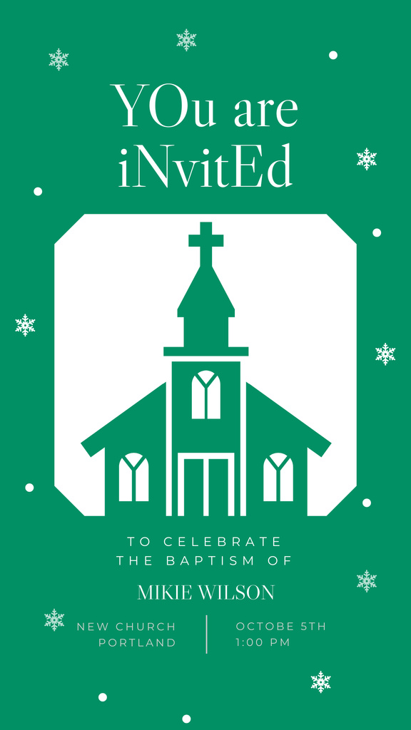 Baptism Invitation with Church Silhouette Instagram Story Πρότυπο σχεδίασης