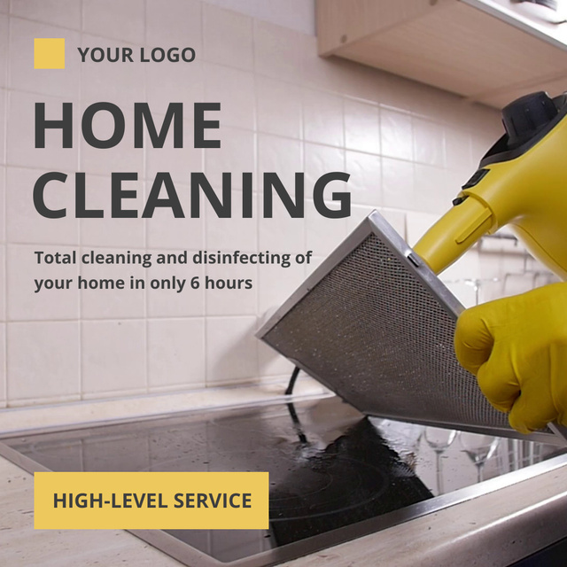 Experienced Home Cleaning Service With Steaming Animated Post Design Template