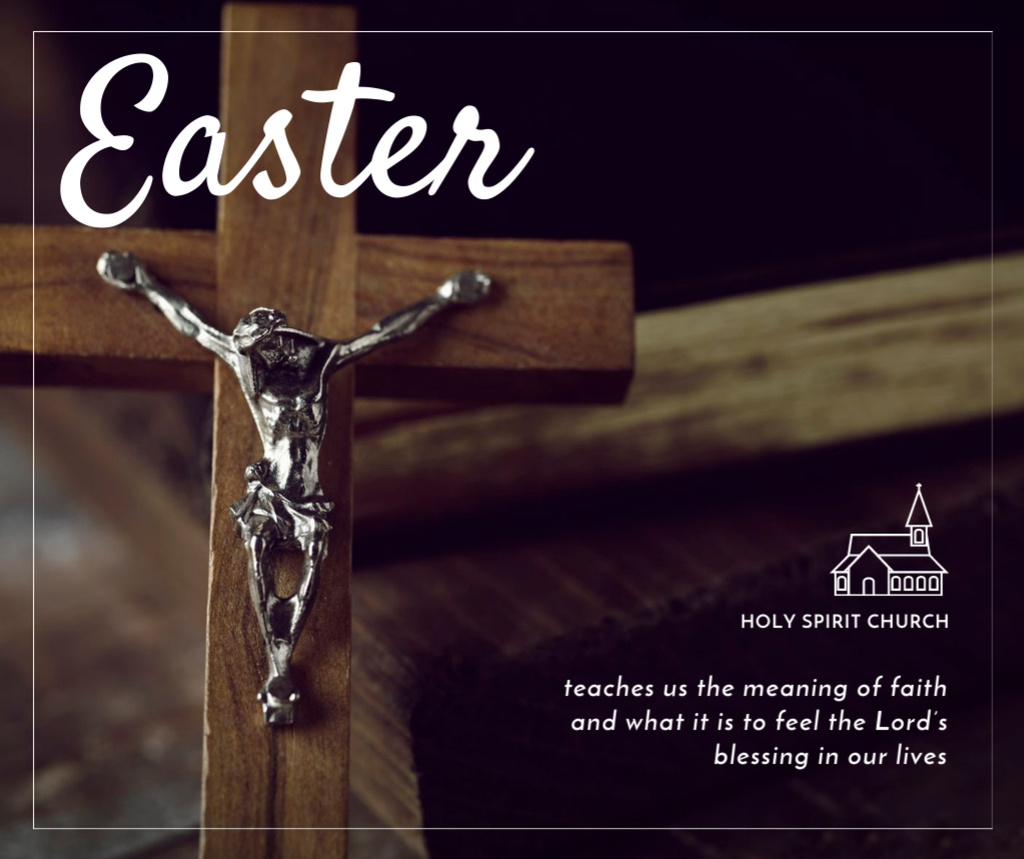 Easter Greeting with Christian Crucifixion Facebook tervezősablon