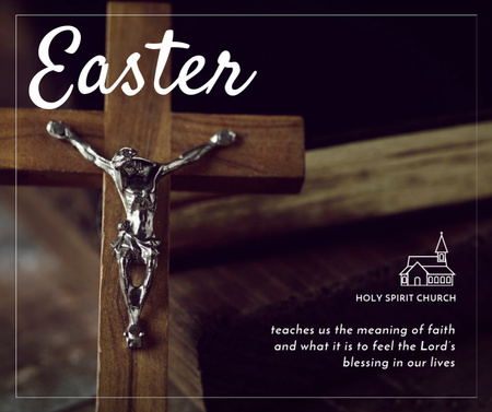 Easter Greeting with Christian Crucifixion Facebook Design Template