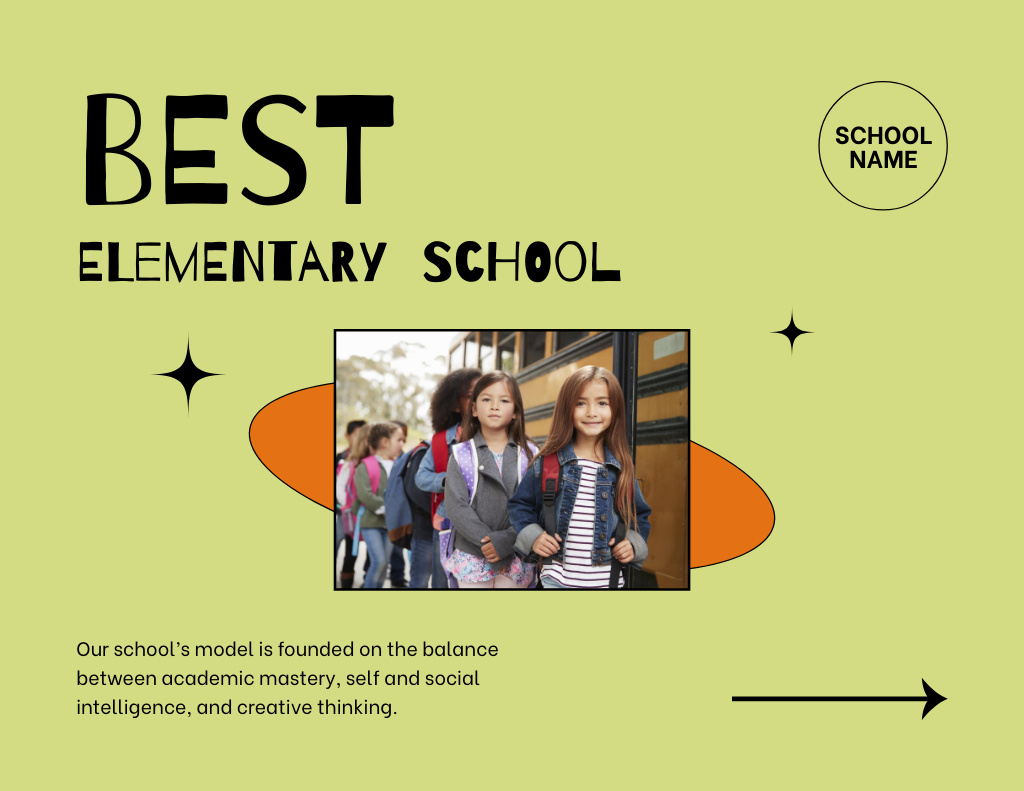 Ambitious School Advertisement on Green Flyer 8.5x11in Horizontal – шаблон для дизайну