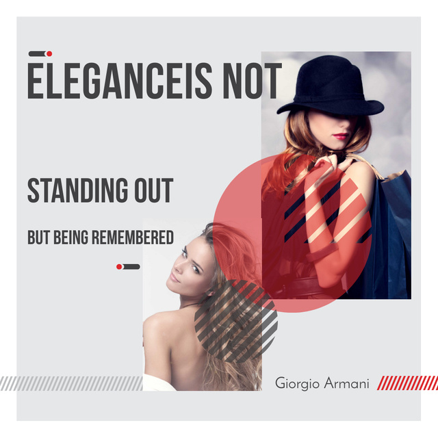 Designvorlage Citation about Elegance with Stylish Woman für Instagram