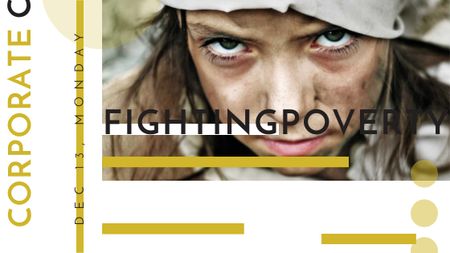 Poverty quote with child on Corporate Charity Day Title Design Template