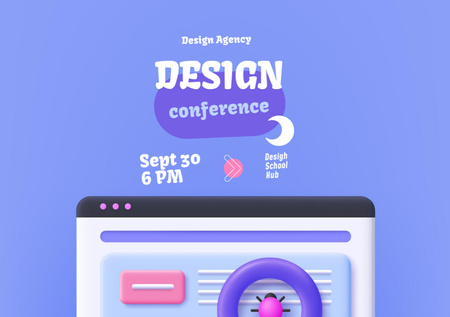 Design Industry Forum Announcement In Purple Flyer A5 Horizontal Tasarım Şablonu