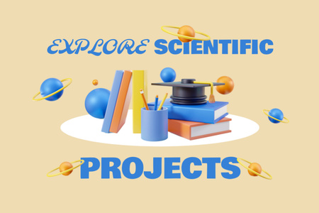 Scientific Projects with Books Postcard 4x6in Design Template