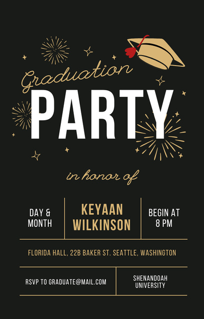 Graduation Gathering and Celebration Invitation 4.6x7.2in Design Template