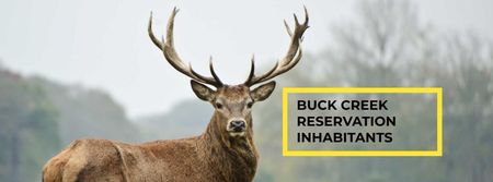 Deer in Natural Habitat for Ecology Protection Message Facebook cover Design Template
