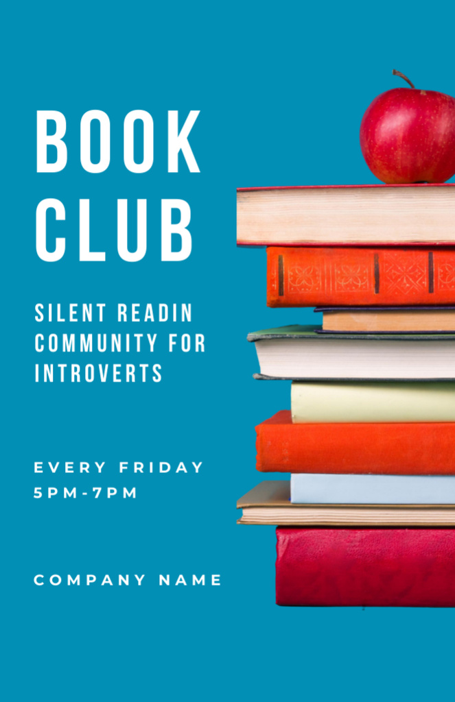 Introvert Book Club With Silent Reading Offer And Apple Invitation 5.5x8.5in Πρότυπο σχεδίασης