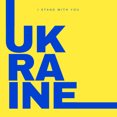 Plantilla de diseño de Soporte con cita de Ucrania en amarillo Instagram 