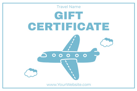 Szablon projektu Tour Offer from Travel Agency on Simple Blue and White Gift Certificate