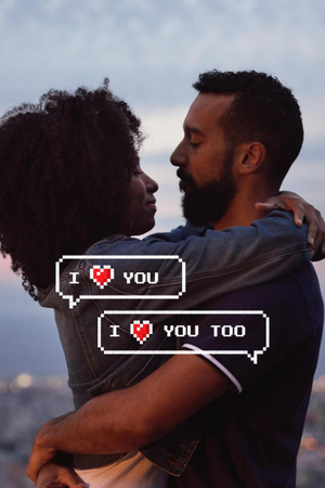 Ontwerpsjabloon van Postcard 4x6in Vertical van Couple In City Hugging On Valentine's Day