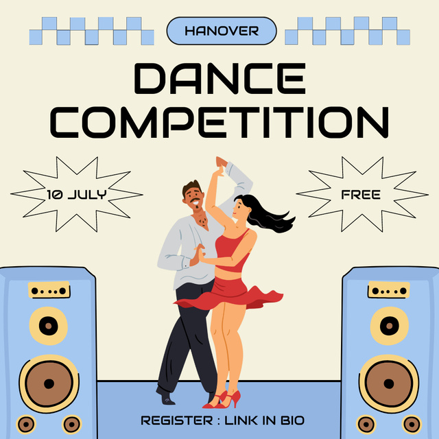 Dance Competition with Dynamic Couple Instagram Design Template