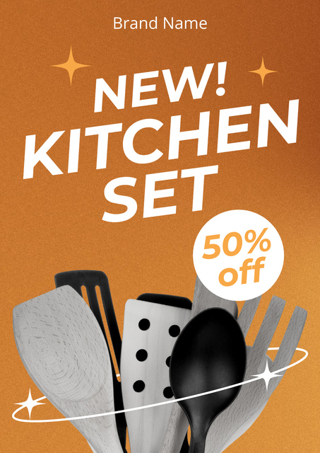New Kitchenware Set Sale Poster Design Template