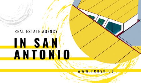 Property Agency Ad with Modern House Roof in Yellow Business Card US – шаблон для дизайну
