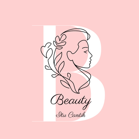 Emblem of Beauty Salon with Woman Logo Design Template