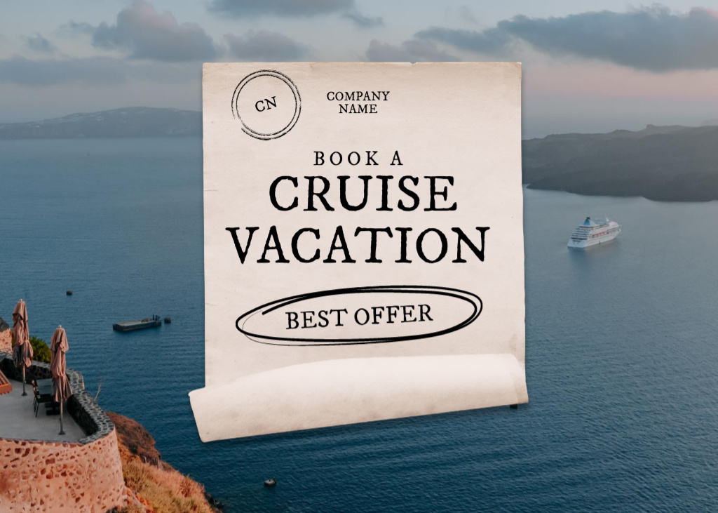 Designvorlage Incredible Sea View And Cruise Vacation Offer für Flyer 5x7in Horizontal