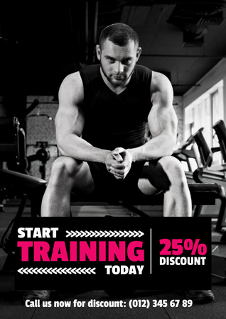 Fitness Studio Discount Poster Design Template