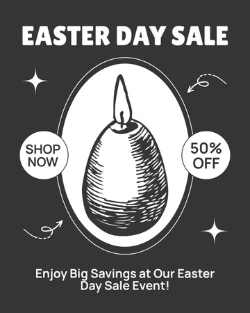Plantilla de diseño de Anuncio de venta del día de Pascua con boceto de vela Instagram Post Vertical 
