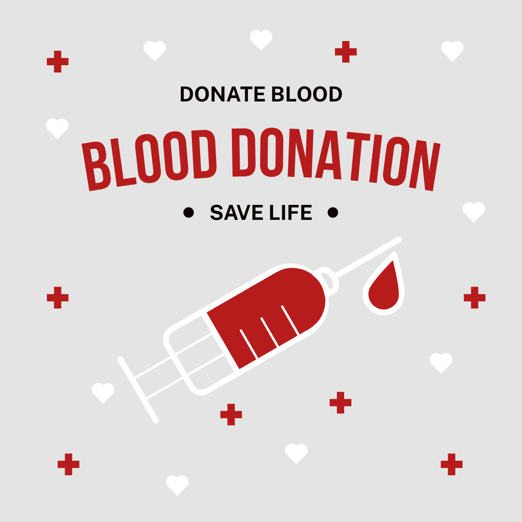 Ontwerpsjabloon van Instagram van Blood Donation Motivation on Grey