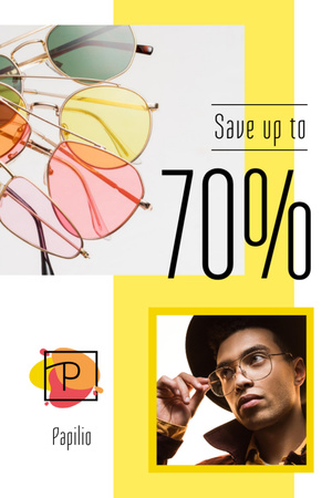 Sunglasses Sale Stylish Men in Yellow Flyer 4x6in Design Template