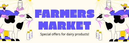 Tarım Pazarında Süt Ürünleri Email header Tasarım Şablonu