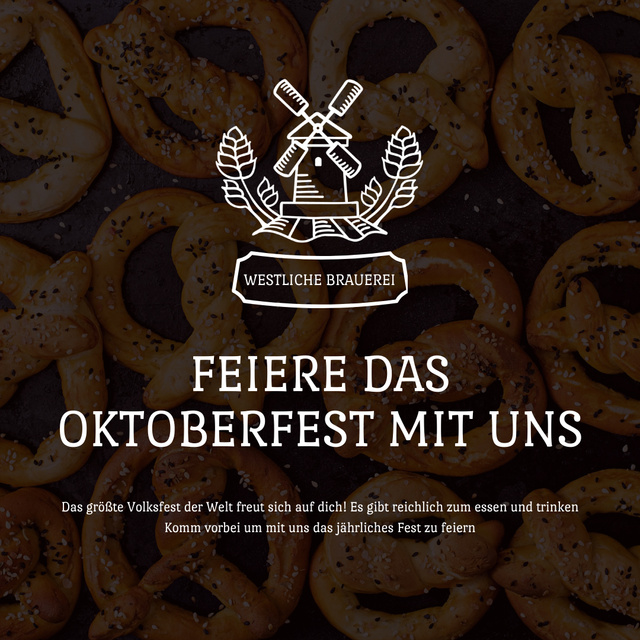 Oktoberfest Offer with Pretzels with Sesame Animated Postデザインテンプレート