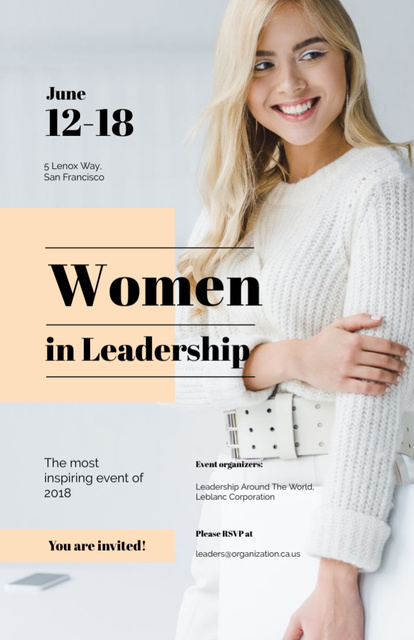 Confident Businesswoman At Leadership Event In June Invitation 5.5x8.5in – шаблон для дизайну