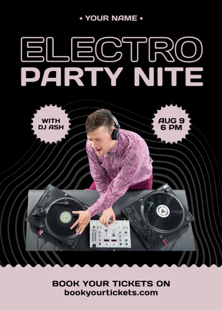 Anúncio incrível de noite de festa de música com DJ com reserva Flayer Modelo de Design