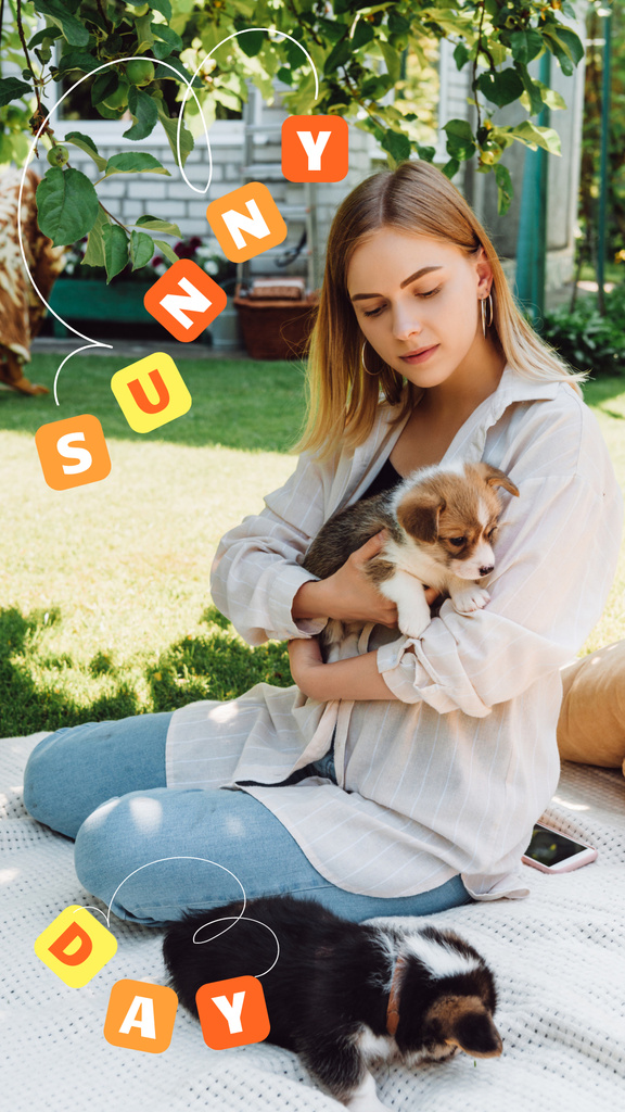 Designvorlage Sunny Day with Pets für Instagram Story